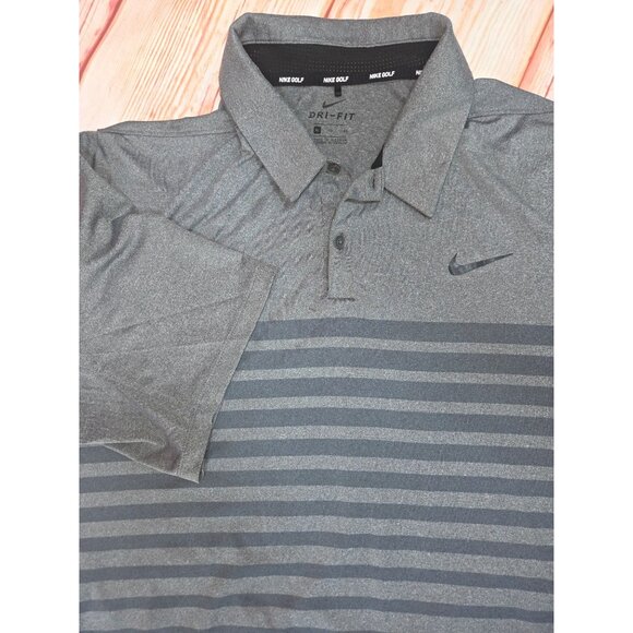 Nike Golf Dri-Fit Polo Shirt XL Striped Gray Short Sleeve Mens - Picture 4 of 7